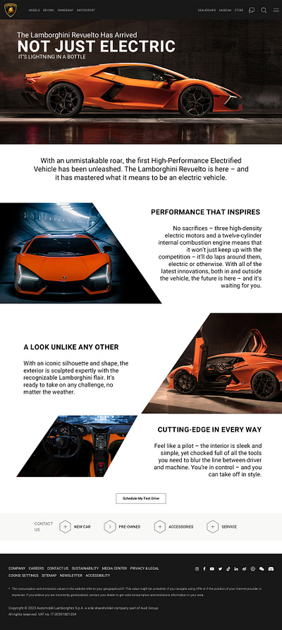 Lamborghini Featured Model Landing Page