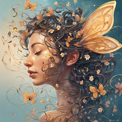 Painted girl with butterflyes ai artificialintelegence artifitial avatar beutiful bot branding butterfly design girl graphic design illustration nature ui