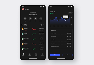 Simple App. Dark mode forex trade ui