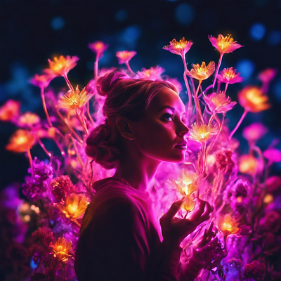 Girl with flowers 3d ai artificialintelegence artifitial avatar beutiful bot branding design flowers girl graphic design illustration nature ui