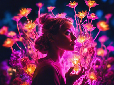 Girl with flowers 3d ai artificialintelegence artifitial avatar beutiful bot branding design flowers girl graphic design illustration nature ui