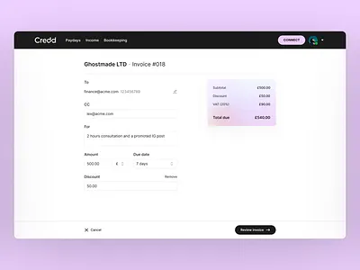 Create and send invoice flow brand bryn taylor colour design freelance freelancer interface pink product product design startup type typography ui user experience user interface web web app