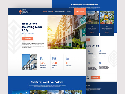 Real Estate Investing Website Design blue creative design inovative inspiration investing landing page orange property real esate ux ui web design website