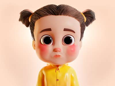 Cute Girl, Yet Sorrowful in a Raincoat 3d 3dart 3dcharacter animation branding character cute ui ux