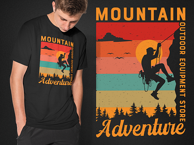 HIKING T-SHIRT DESIGN apparel camping clothing design fashion forest graphic design hiking hikingtshirt illustration landscape mountains nature outdoor outdoors outdoortshirt traveling typography vintage vintagetshirt