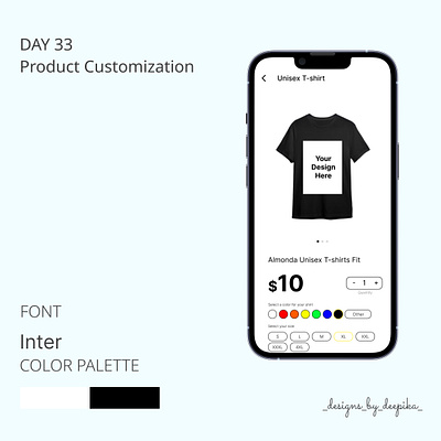 Day 33 of #50daysofdesign dailyui inter mobile product tshirt ui
