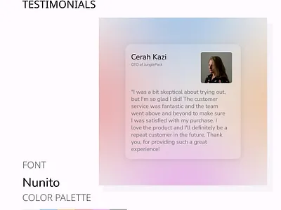 Day 39 of #50daysofdesign cards ceo chunking design glassmorphism nunito testimonials ui website