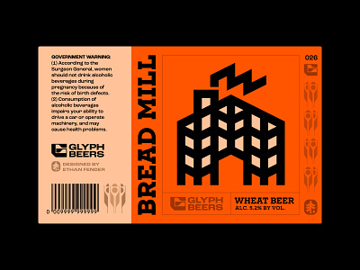 Glyph beer 26 agriculture bakery barley beer label bread factory farming icon industrial logo mill milling nature packaging design smoke symbol typography warehouse wheat wheat beer