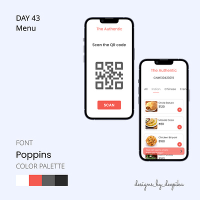 Day 43 of #50daysofdesign app menu mobile poppins red ui