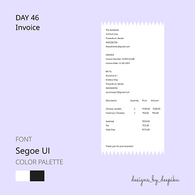 Day 46 of #50daysofdesign design invoice segoeui