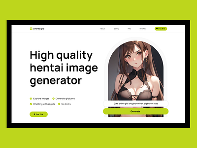 AiHentai.pro | Landing page ai animation chai development generator hentai webflow
