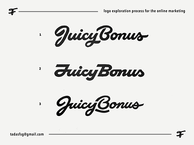Juicy Bonus branding calligraphy custom deals design exploration flow iconic identity juice juicy legible lettering logo marketing online process script strong type