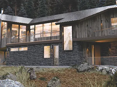 Tree Haus arch architecture archviz blender colorado home house mountain render tree visualization