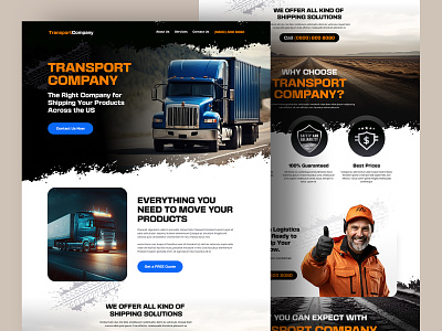 Transportation Website Design bold container creative design inovative inspiration landing page logistic off road professional retro shipping strock transport transportation unqiue website