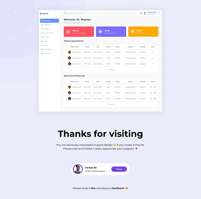 Dashboard For Doctors. To check Appointments dashboard design designer figma graphic design saas ui user experience ux design