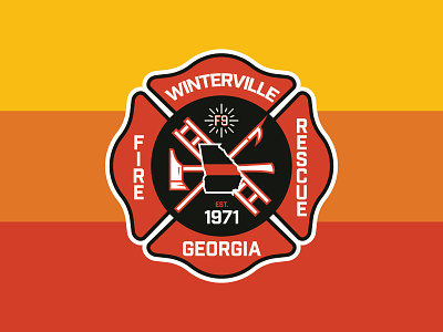 WVFD badge branding fire department firefighting firetruck flat georgia icon jam up logo maltese cross patch public service retro search and rescue sunset ui vintage