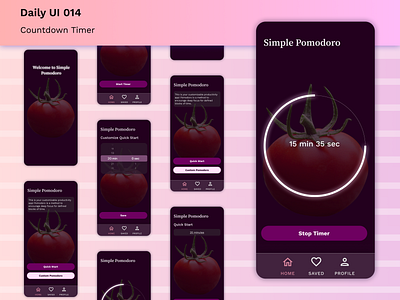 Daily UI 014: Countdown Timer app appdesign appui appux challenge dailyui design designui figma mobile mobiledesign mobileui pomodoro productivity ui uidesign ux