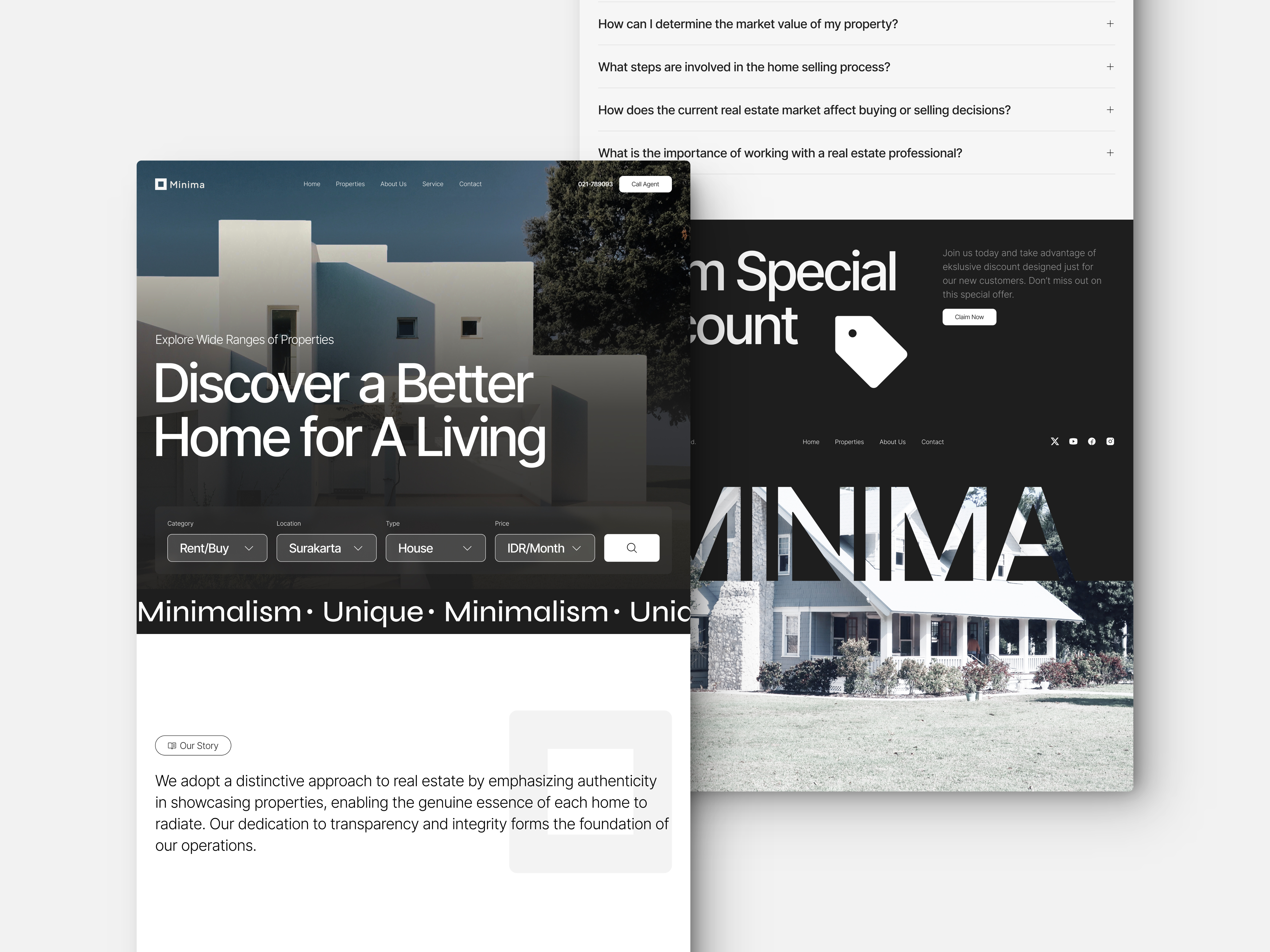 Minima : Real Estate Website animation branding design graphic design motion graphics ui ui ux