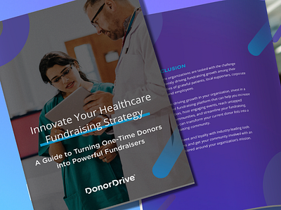 DonorDrive Healthcare Fundraising Guide book donordrive gradient graphic design guide healthcare iconography icons non profit print print design