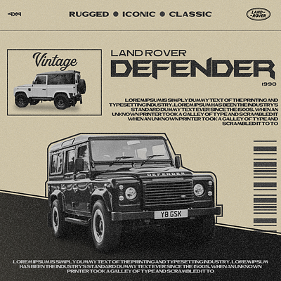 Retro car poster using figma. branding car carposter defender figma graphic poster graphicdesign landrover marketing poster vintage