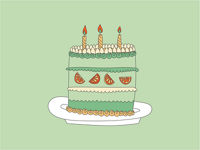Feliz cumpleeee birthday cake cumpleaños design digital illustration feliz cumpleaños fiesta graphic design green happy birthday illustration illustrator orange party pastel pie tarta vector