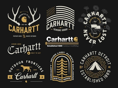 Carhartt • Apparel Design Bundle antlers apparel apparel collection artisan branding camping logos carhartt floral illustration logos merch merch collection merch designer merchandise nature branding outdoor seager streetwear tee graphics vintage workwear