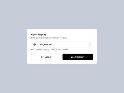 ✨ Registry Open — Point of Sale (PoS) e commerce modal open registry point of sale popup pos registry ui