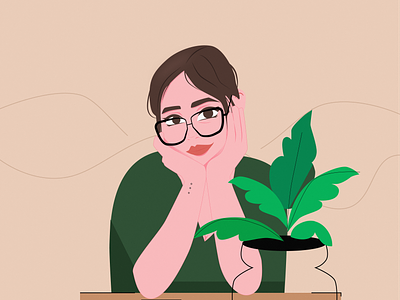 Girl Illustration flat flat illustration girl green illustration lady plants shammah vector