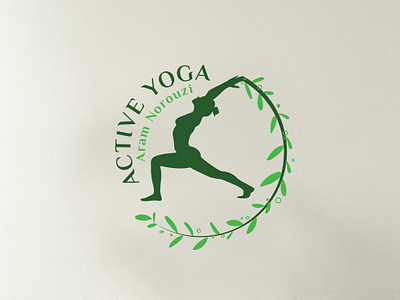 Active Yoga Logo Design active yoga branding graphic design graphic designer green leaf logo meditation minimal om yoga