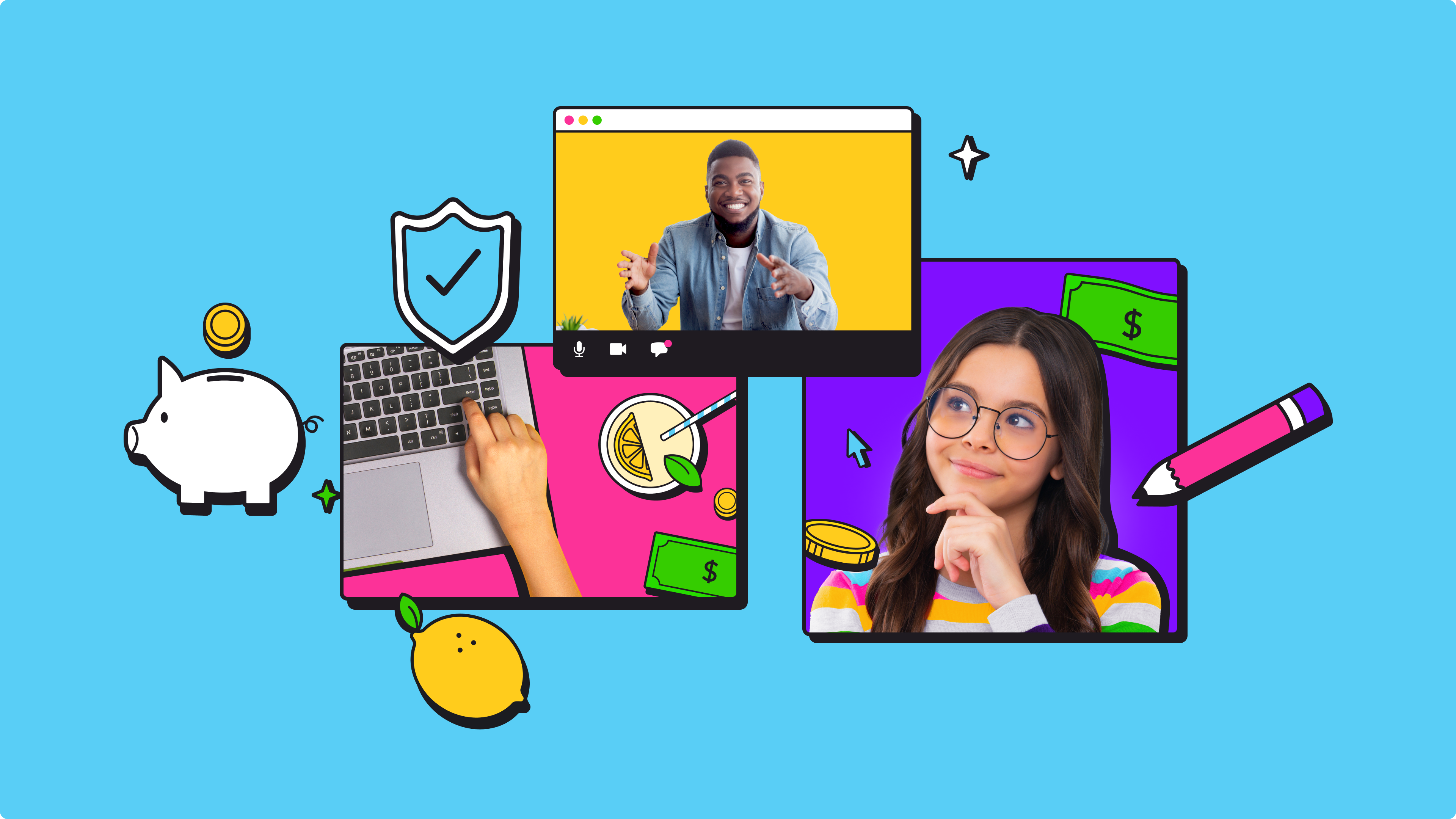 Lemon Academy Brand Elements art direction branding design education finance illustration photo editing photoshop product ui