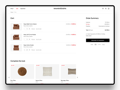 Skandi & Sofa - Furniture Ecommerce Website, Cart Page ecommerce ui userinterface webdesign