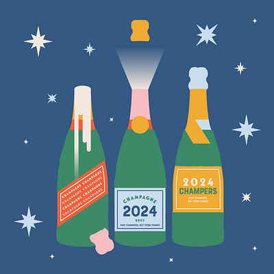 Happy New Year! 2024 2024 bottles celebration champagne design happy new year illustration new year new years eve vector