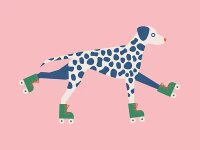 Rollerskating Dalmation dalmation design dog illustration rollerskate skater skates skating spots vector