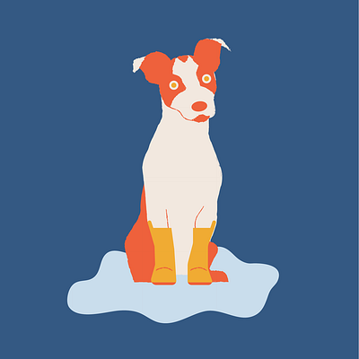 Puddle Jumper design dog illustration puddle rain rain boots terrier vector