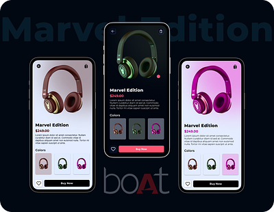 boAt MARVEL EDITION products page animation branding graphic design interaction design landing page motion graphics ui ux visual design