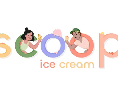 Scoop boy branding character children cone cream design girl graphic ice illustration kids logo pastel people product scoop ui vector