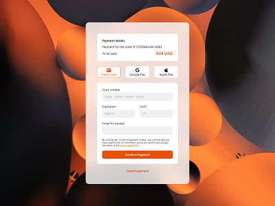Checkout form concept - UI Design Challenge app checkout colors creditcard creditcardsecurity e commerce elegantinterface form interface onlineshopping orange orderconfirmation payment ui userfriendly website