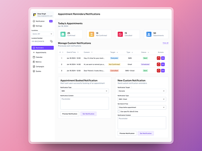 Send Notifications/Reminders Dashboard UI Design 🔔 dashboard dashboard design design notification reminders send notification send notifications send notifications dashboard send reminders send reminders dashboard ui ui design uiux uiux design ux design