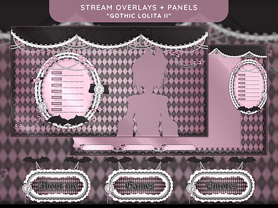 ♰🎀 "Gothic Lolita II" Stream Overlays + Panels 🎀♰ cute stream overlay free stream stream graphics stream overlay twitch twitch design twitch graphics twitch overlay