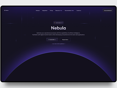 Nebula - Software landing page (5/365) 365 heroes astro cosmic dark fullstack galaxy hero design landingpage nebula purple software stars technology ui