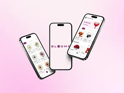 Blooms, Flower Shop App logo typography ui ui branding ux