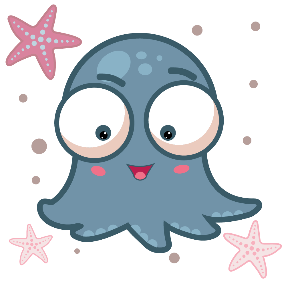 Little Octopus 2d adobe illustrator animation blue branding character cute character for fabric for kids clothes for kids room decor graphic design kawaii style logo nursery decor octopus pattern make seamless pattern vector art vector character vector graphic