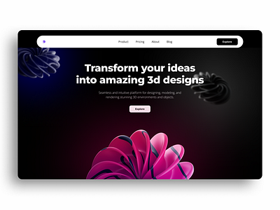3D Software Website Design 3d 3d design 3d forms 3d website black dark mode design figma design home page landing page modern website pagina web render sitio web software ui ui ux web design webdesign website