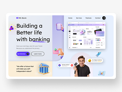 Banking - Sass Landing page banking clean design design designer home page home page designer homepage landing page sass ui ux web web design website