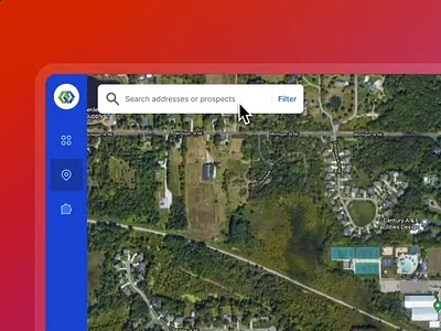 Lead Scout Web App – Search the Map animation app design map markers navigation pins product productdesign react saas satellite search startup ui ux webapp