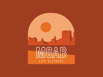 Life Elevated Moab Badge - Human Nature Designs desert desert logo life elevated moab moab design moab illustration moab logo outdoor design