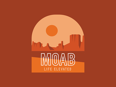 Life Elevated Moab Badge - Human Nature Designs desert desert logo life elevated moab moab design moab illustration moab logo outdoor design
