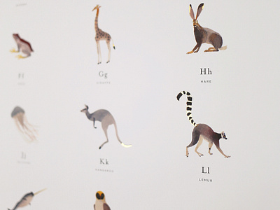 Gold Foil Alphabet Art Print alphabet poster animal art graphic design poster