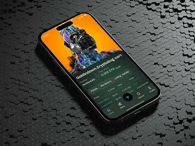Mobile App design UI/UX & Animation - NFT Marketplace animation app design animation branding creative design dark app expert uiux designer green illustration ios app mobile app uiux modern design motion graphics new trend nft marketplace app ui ui specialist uiux uiux design user interface