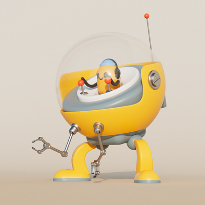 Yellow ball robot 3d illustration